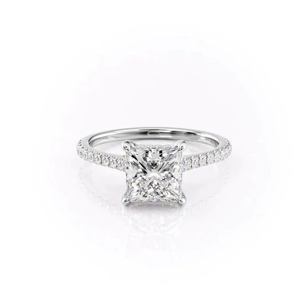 The Pave Natalie Set With A 1.5 Carat Princess Lab Diamond For Cheap