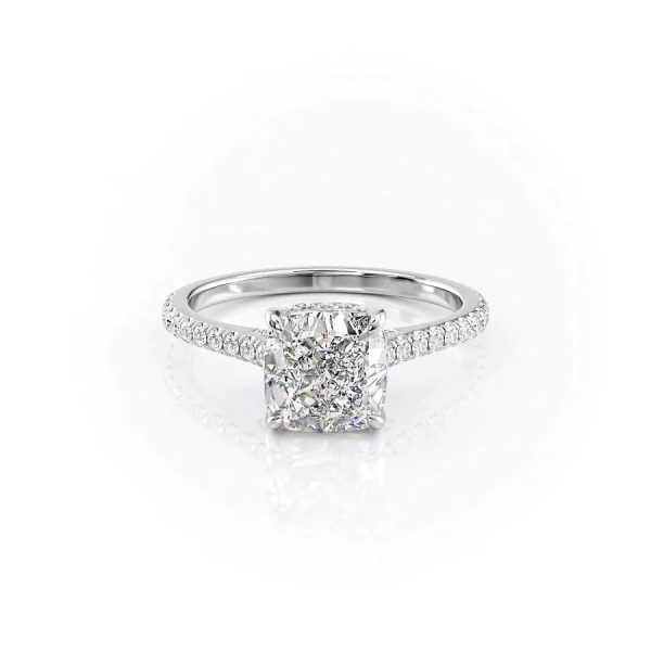 The Pave Natalie Set With A 3 Carat Cushion Lab Diamond Cheap