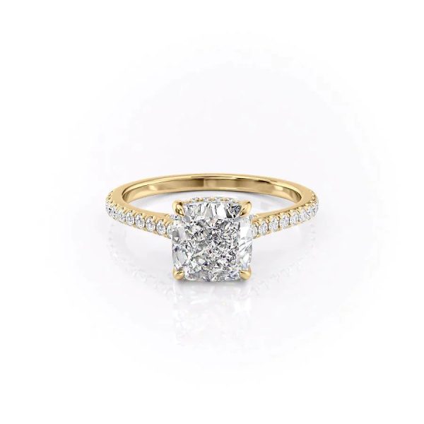 The Pave Natalie Set With A 1.5 Carat Cushion Lab Diamond Sale