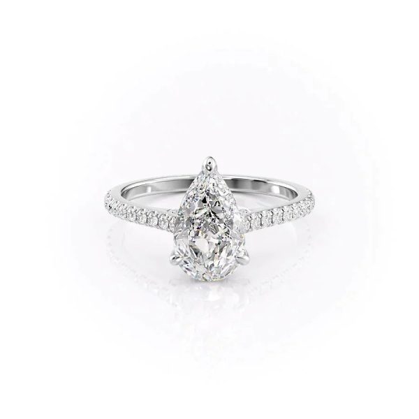 The Pave Natalie Set With A 2 Carat Pear Lab Diamond For Cheap