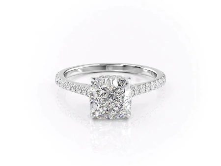 The Pave Natalie Set With A 1 Carat Cushion Lab Diamond For Cheap