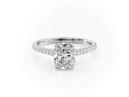 The Pave Natalie Set With A 1 Carat Elongated Cushion Lab Diamond Sale