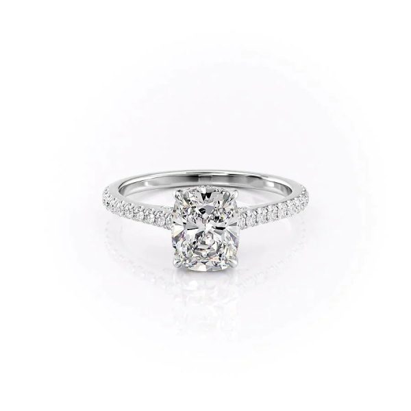 The Pave Natalie Set With A 1 Carat Elongated Cushion Lab Diamond Sale