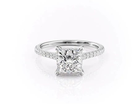 The Pave Natalie Set With A 3 Carat Princess Lab Diamond Online Hot Sale